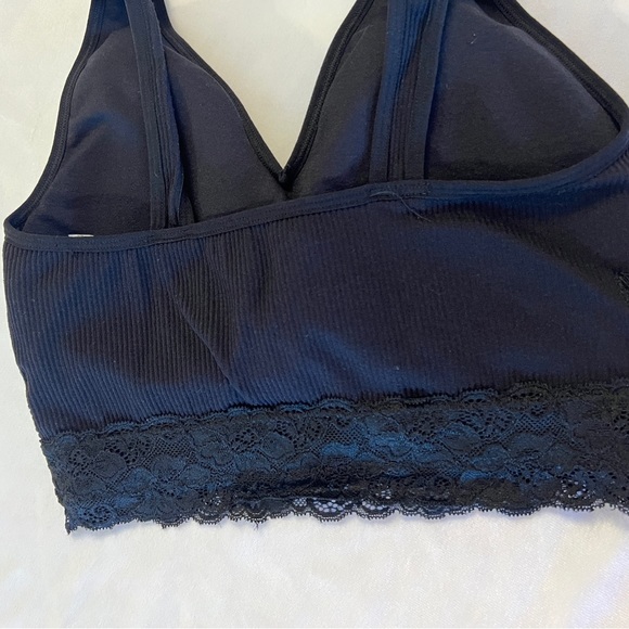 M NEW Maurices Womens Ribbed Lace Bralette Bra Padded Black Wireless Seamless 
N - Picture 7 of 7